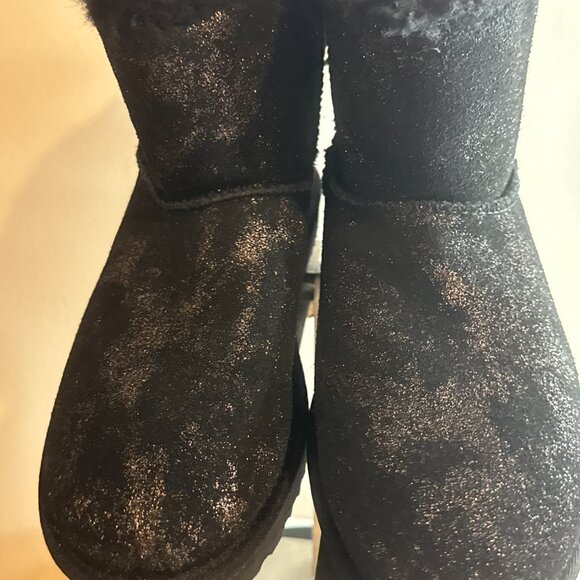 UGG Women's Mini Bailey Bow Glimmer Black Boots size 7 New No Box 1125795 - Picture 7 of 9